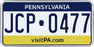 PA license plate JCP0477
