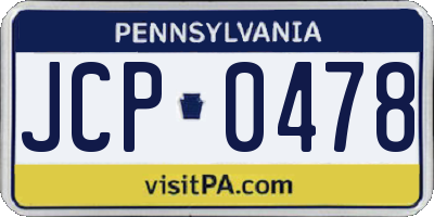 PA license plate JCP0478
