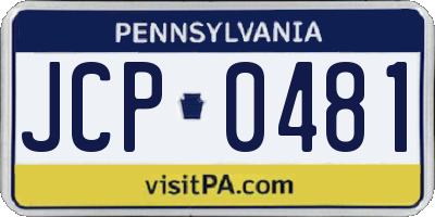 PA license plate JCP0481