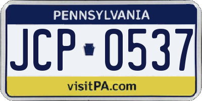 PA license plate JCP0537