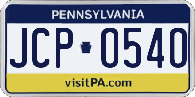PA license plate JCP0540