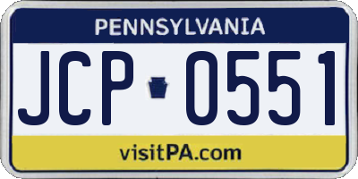 PA license plate JCP0551