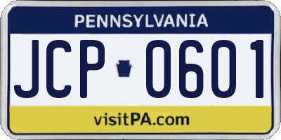 PA license plate JCP0601