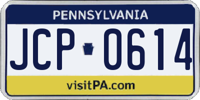 PA license plate JCP0614