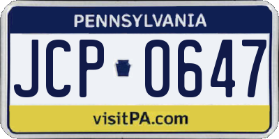 PA license plate JCP0647