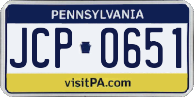 PA license plate JCP0651