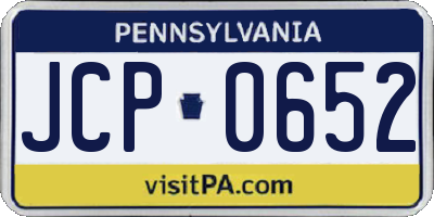 PA license plate JCP0652