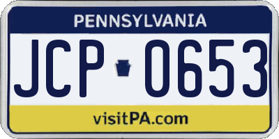 PA license plate JCP0653