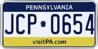 PA license plate JCP0654