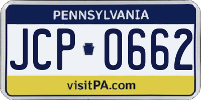 PA license plate JCP0662