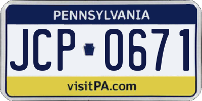 PA license plate JCP0671