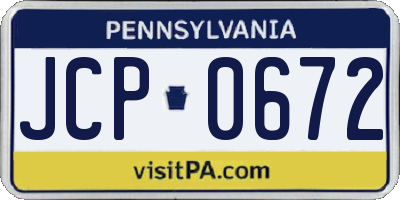 PA license plate JCP0672