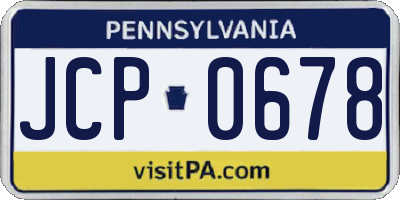 PA license plate JCP0678
