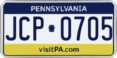 PA license plate JCP0705