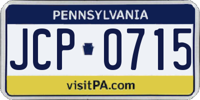 PA license plate JCP0715