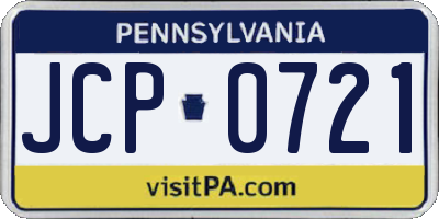 PA license plate JCP0721