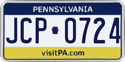 PA license plate JCP0724