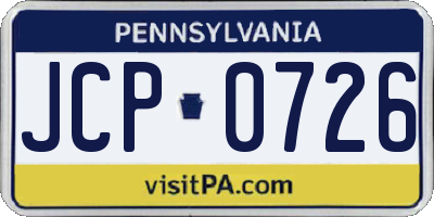 PA license plate JCP0726