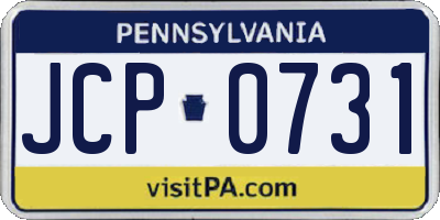 PA license plate JCP0731