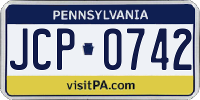 PA license plate JCP0742
