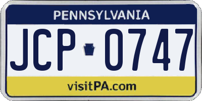 PA license plate JCP0747