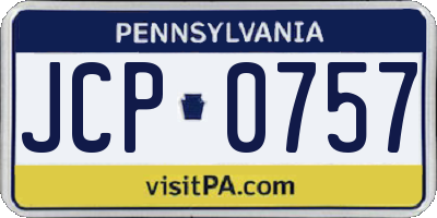 PA license plate JCP0757