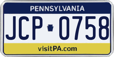 PA license plate JCP0758