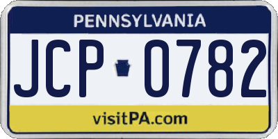 PA license plate JCP0782