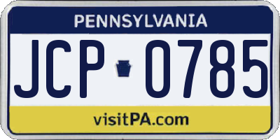 PA license plate JCP0785