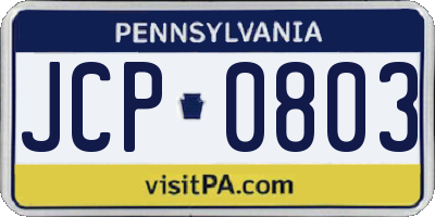 PA license plate JCP0803