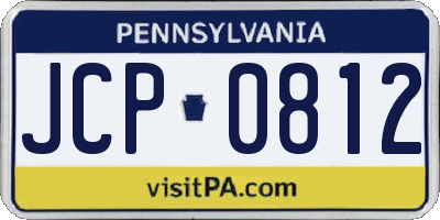 PA license plate JCP0812