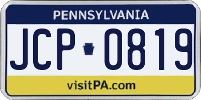 PA license plate JCP0819