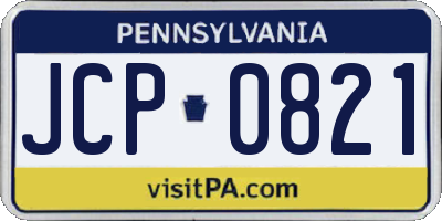 PA license plate JCP0821