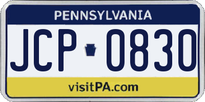 PA license plate JCP0830