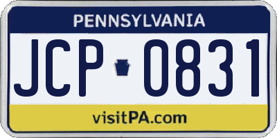 PA license plate JCP0831
