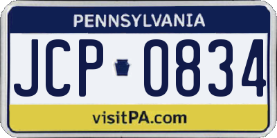 PA license plate JCP0834
