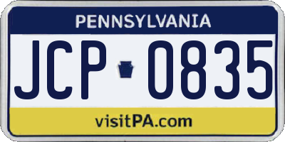 PA license plate JCP0835