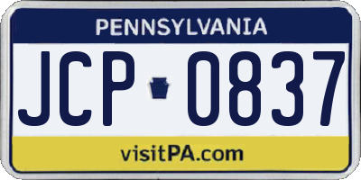PA license plate JCP0837