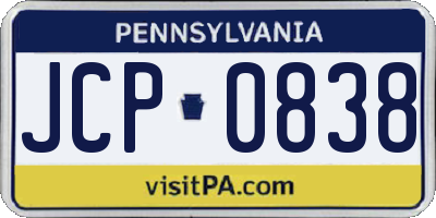 PA license plate JCP0838