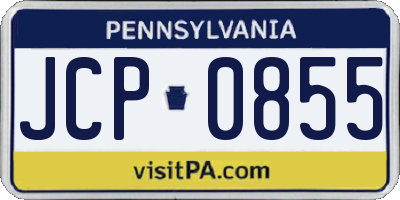 PA license plate JCP0855