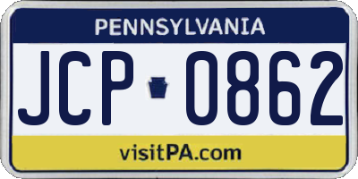 PA license plate JCP0862