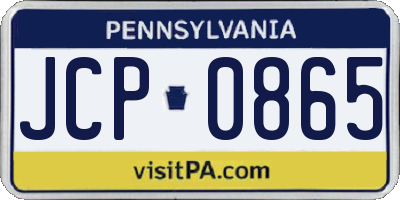 PA license plate JCP0865