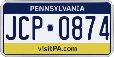 PA license plate JCP0874