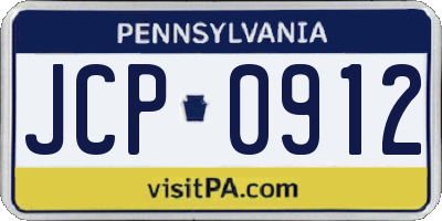 PA license plate JCP0912