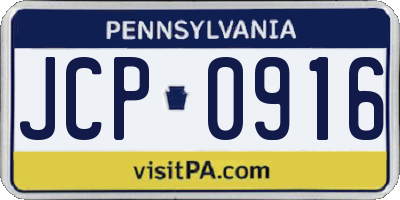 PA license plate JCP0916