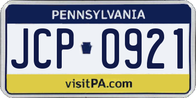PA license plate JCP0921