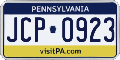 PA license plate JCP0923