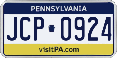 PA license plate JCP0924