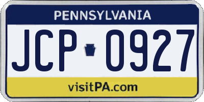 PA license plate JCP0927
