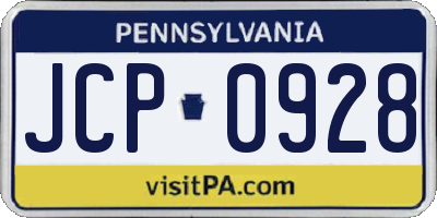 PA license plate JCP0928